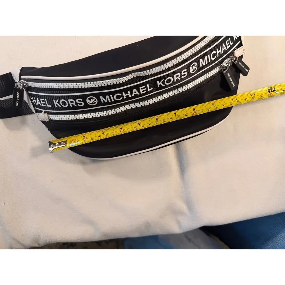 Michael Kors Kenly Medium Logo Tape Nylon Belt Bag Black